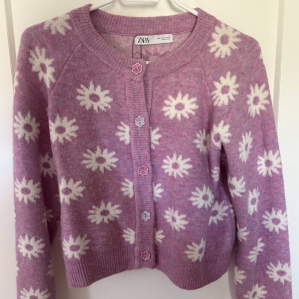 Womens Zara Pink floral cardigan, size M